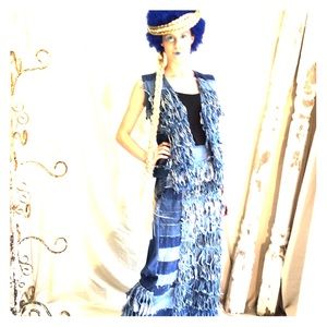 Wild Flower Heart destroyed denim vest and skirt